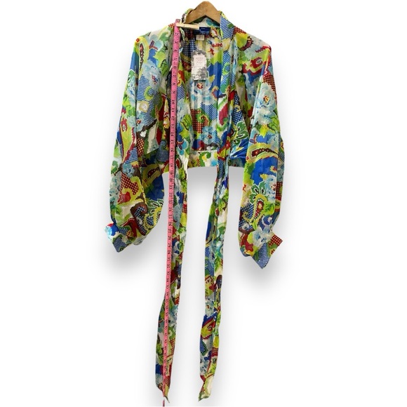 Vintage JH MIAMI Jack Hartley 60s 70s PSYCHEDELIC Tie front top RESORT hippie - Picture 9 of 9